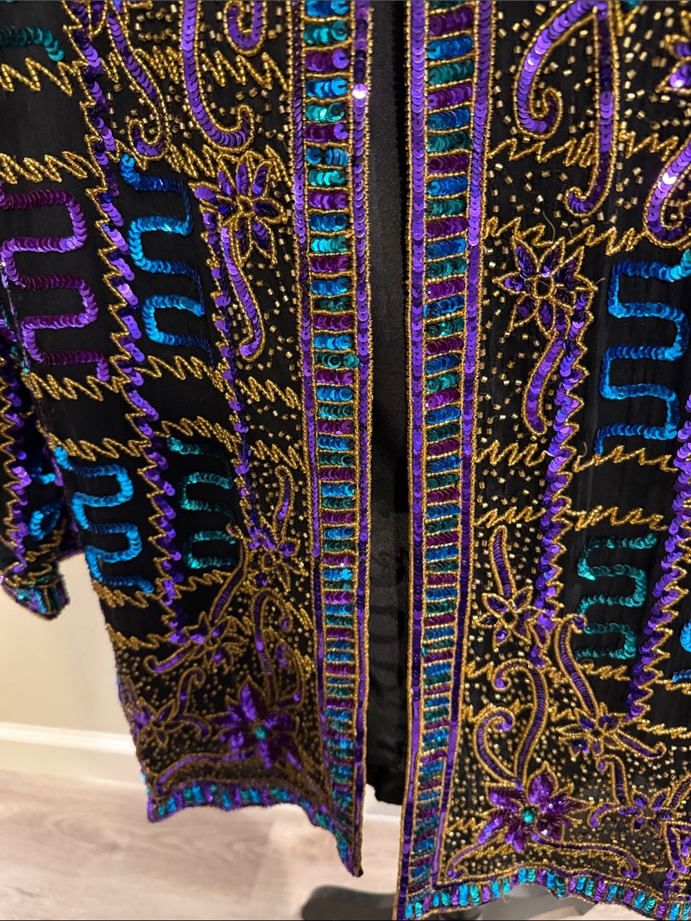 Vintage Brilliante JA Embellished Black Floral Sequin Jacket Deborah Vance ⭐️ - Picture 8 of 17
